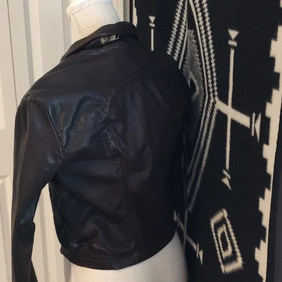 😍NWOT Goldsign Brand Ladie's Unlined Genuine Leather Cropped Bomber Jacket, LG - Picture 7 of 13